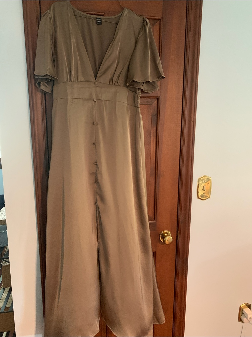 SHEIN Olive Green Maxi Dress with Button Front